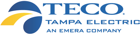 Logo of TECO Tampa Electric, an Emera company, featuring a blue and yellow design.