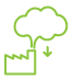 A simple green graphic featuring a leaf with a cloud, symbolizing nature and sustainability.