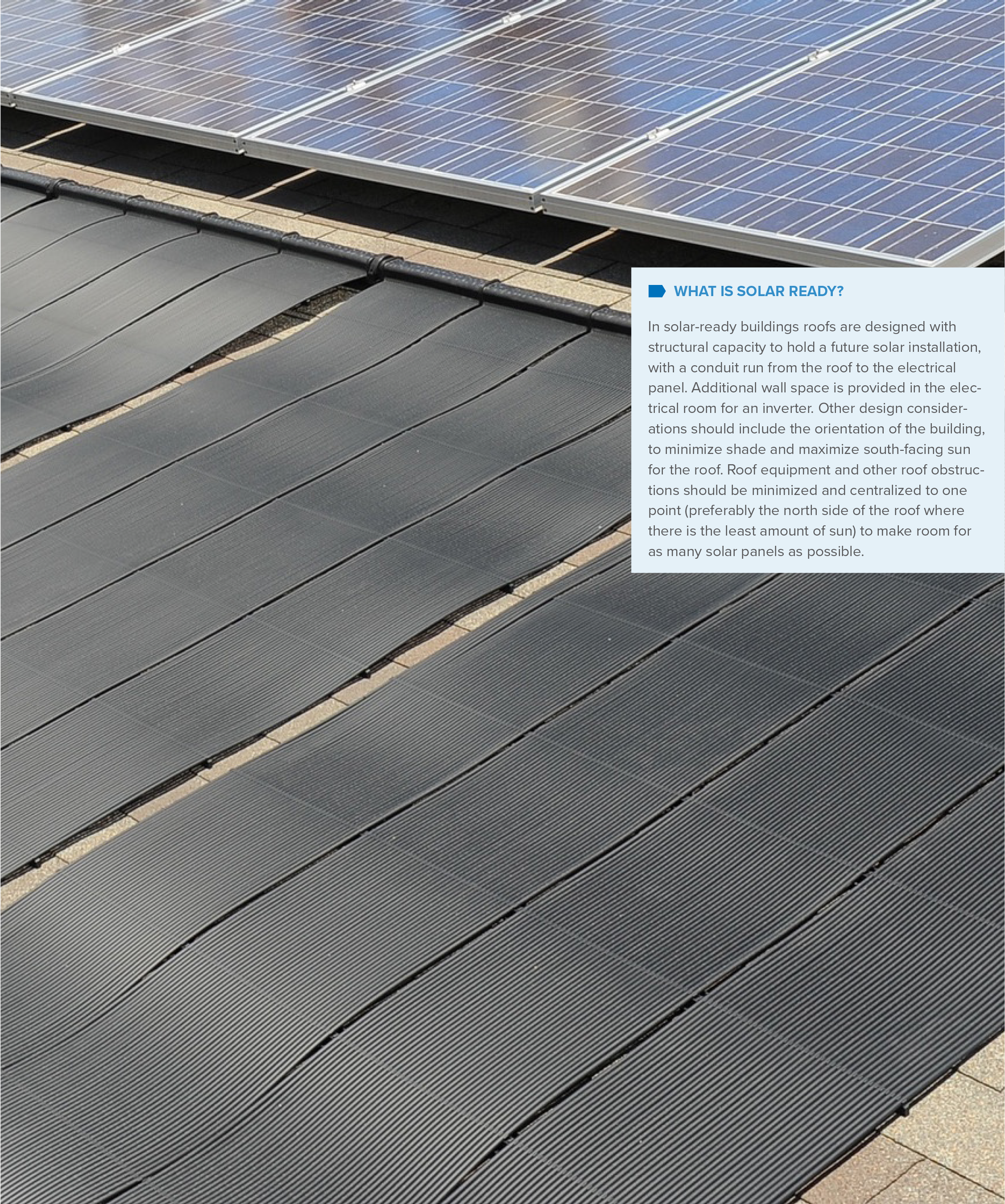 Close-up of solar-ready roofing with black textured surface, showcasing preparation for future solar panel installation.