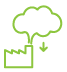 Green cloud and leaf icon representing environmental sustainability or eco-friendliness.