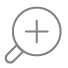 A circular magnifying glass icon with a handle, symbolizing search or zoom functionality.