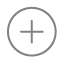 A minimalist design featuring a gray circular icon with a plus sign centered inside.