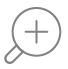 Magnifying glass icon inside a circular outline, representing search or focus.