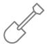 A simple gray icon depicting a spade, typically used for gardening or digging.