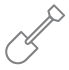 A gray pencil icon on a white background, depicting the tip and eraser.