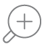 A magnifying glass icon with a circular lens and a handle.