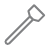 A gray gardening spade resting on a wooden surface, with a clean, polished metal blade.