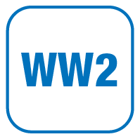 Blue logo with white text 'WW2' in a circular design.