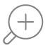 A magnifying glass icon, representing search or examination, displayed in gray color.