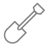 A gray shovel icon with a curved handle and pointed blade.