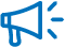 A blue, stylized logo resembling a curved, abstract shape with a left-facing edge.
