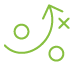 Green graphic depicting a directional arrow and circles, possibly symbolizing strategy or planning.