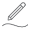 A simple illustration of a pencil with a curved line beneath it.
