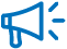 Blue graphic of a speech bubble with sound waves, representing communication or audio.