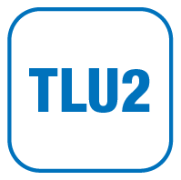 Logo featuring the text 'TLU2' in a bold blue font inside a circular blue outline.