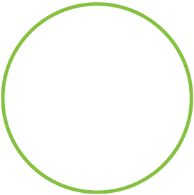 Green circular outline on a white background, animated with a loading effect.