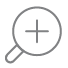 A magnifying glass icon, symbolizing search or examination, with a simple design on a white background.