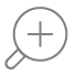 A magnifying glass icon, symbolizing search or zoom functionality, with a simplistic design in gray color.