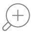 Magnifying glass icon inside a circular outline, symbolizing search or examination.