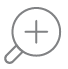 A circular magnifying glass icon with a plus symbol in the center, indicating zoom or enlargement.