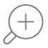 A magnifying glass icon with a circular lens and handle, symbolizing search or focus.