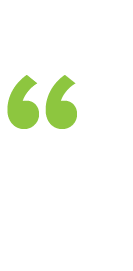 A minimalistic design featuring two green quotation marks on a white background.