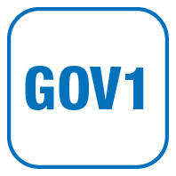 Blue square logo with rounded corners featuring the text 'GOV1' in bold.