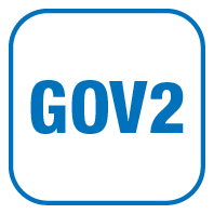 Logo with the text 'GOV2' in blue, enclosed in a square with rounded corners.