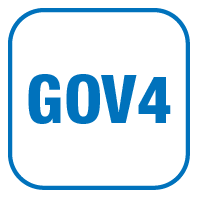 A square logo with the text 'GOV4' in bold blue letters.