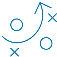 Illustration of a strategic plan featuring circles and arrows, symbolizing tactics or direction in a game or project.
