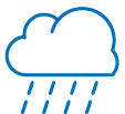 Illustration of a cloud with raindrops falling, symbolizing rainy weather.