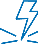 Stylized blue lightning bolt graphic with angular features and sharp edges.