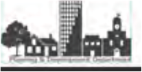 Black and white graphic of various buildings including a tall structure, houses, and a clock tower.
