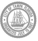 Seal of the City of Tampa, Florida, featuring a historical ship, with the date organized July 15, 1887.