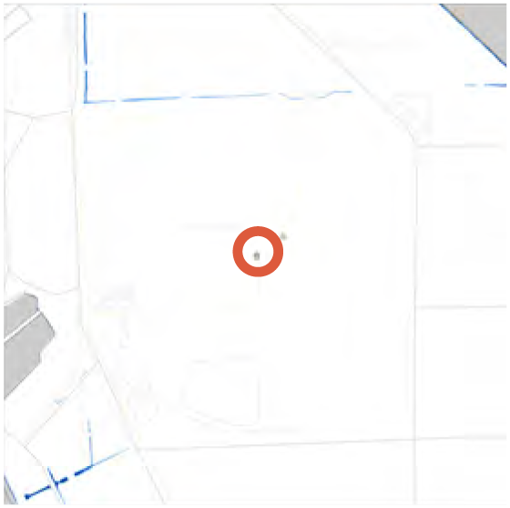 A simplified map showing a central location marked by a red circle.