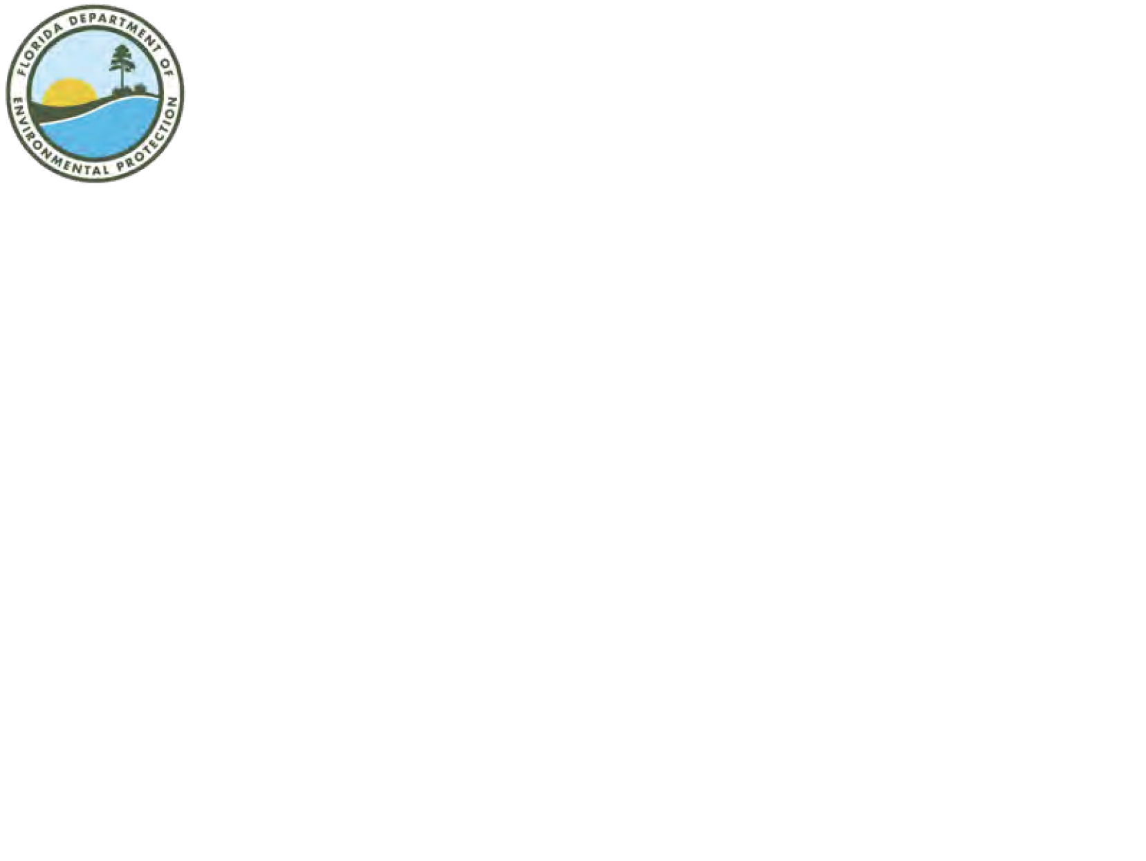 Logo of the Florida Department of Environmental Protection featuring a tree and water under a sun.