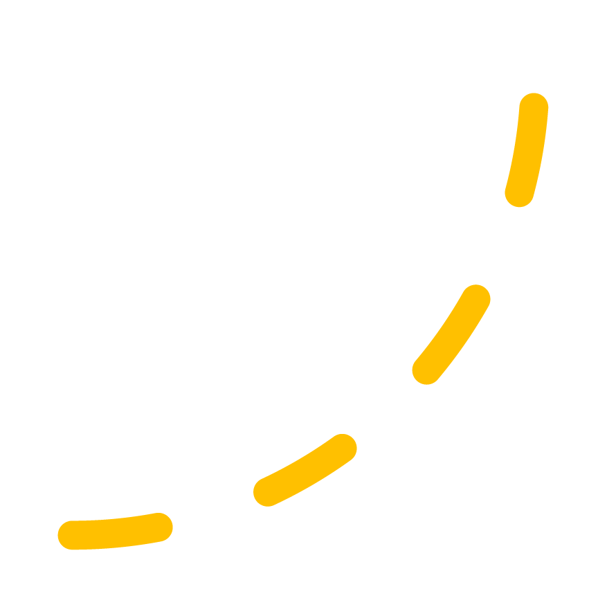 A series of abstract yellow dots and curved lines on a white background, suggesting motion or flow.