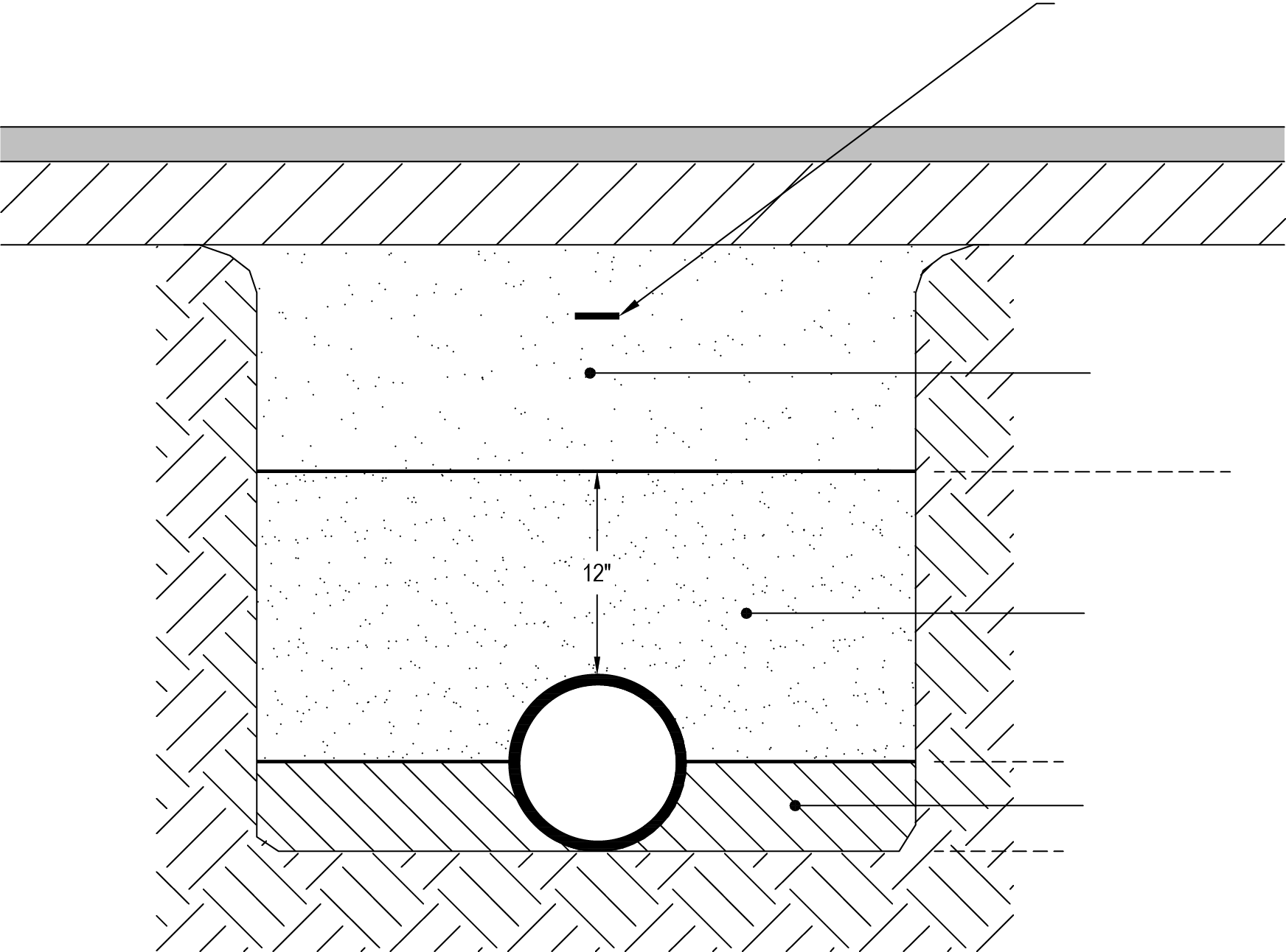 Cross-sectional diagram showing a circular hole in a concrete slab, with measurements labeled.