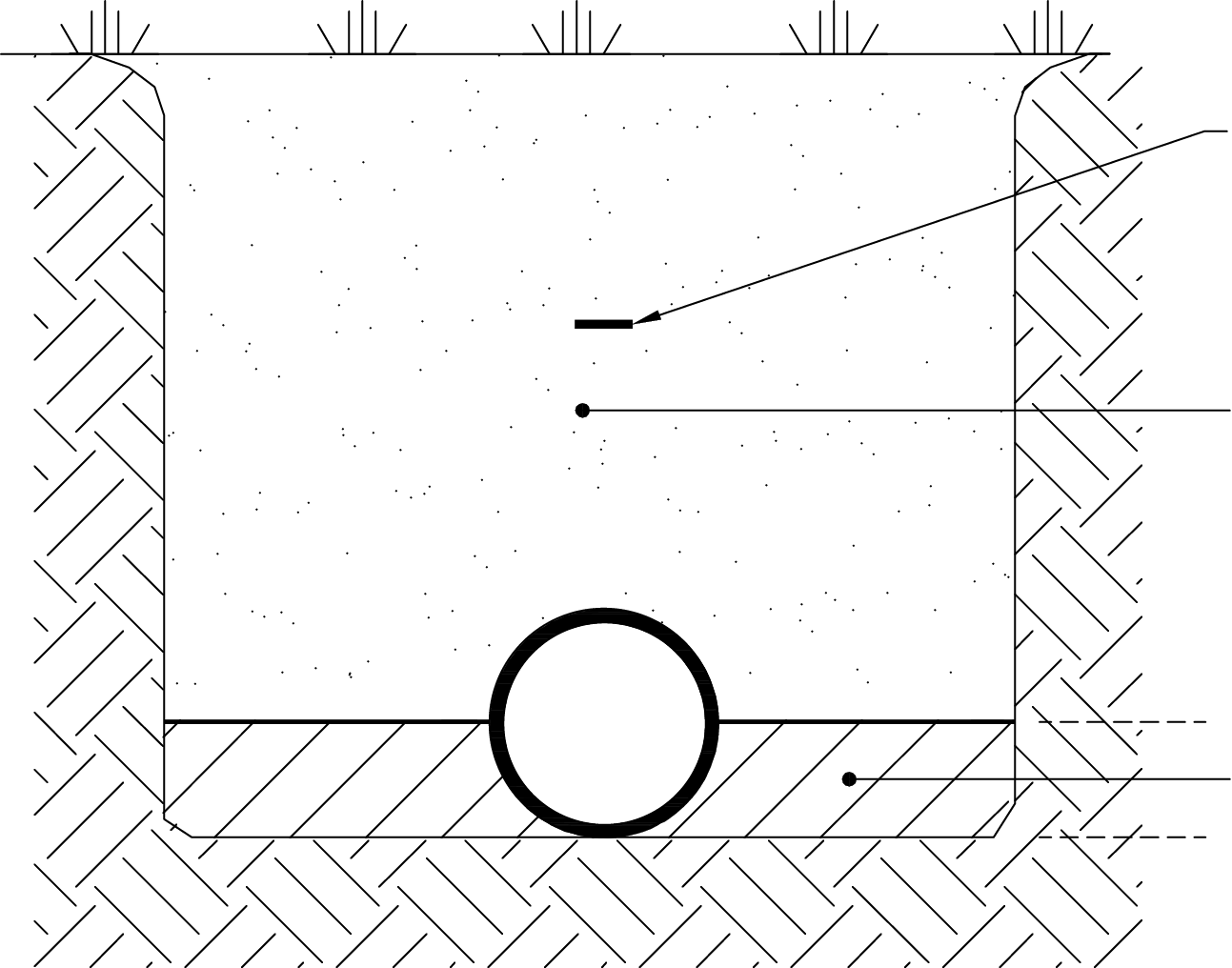 Technical diagram of a rectangular structure with a circular base, featuring measurements and annotations on a herringbone patterned background.