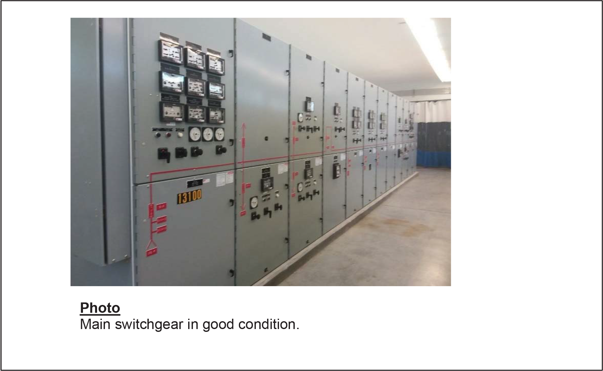 Main switchgear with multiple control panels and meters, displayed in a clean, organized environment.