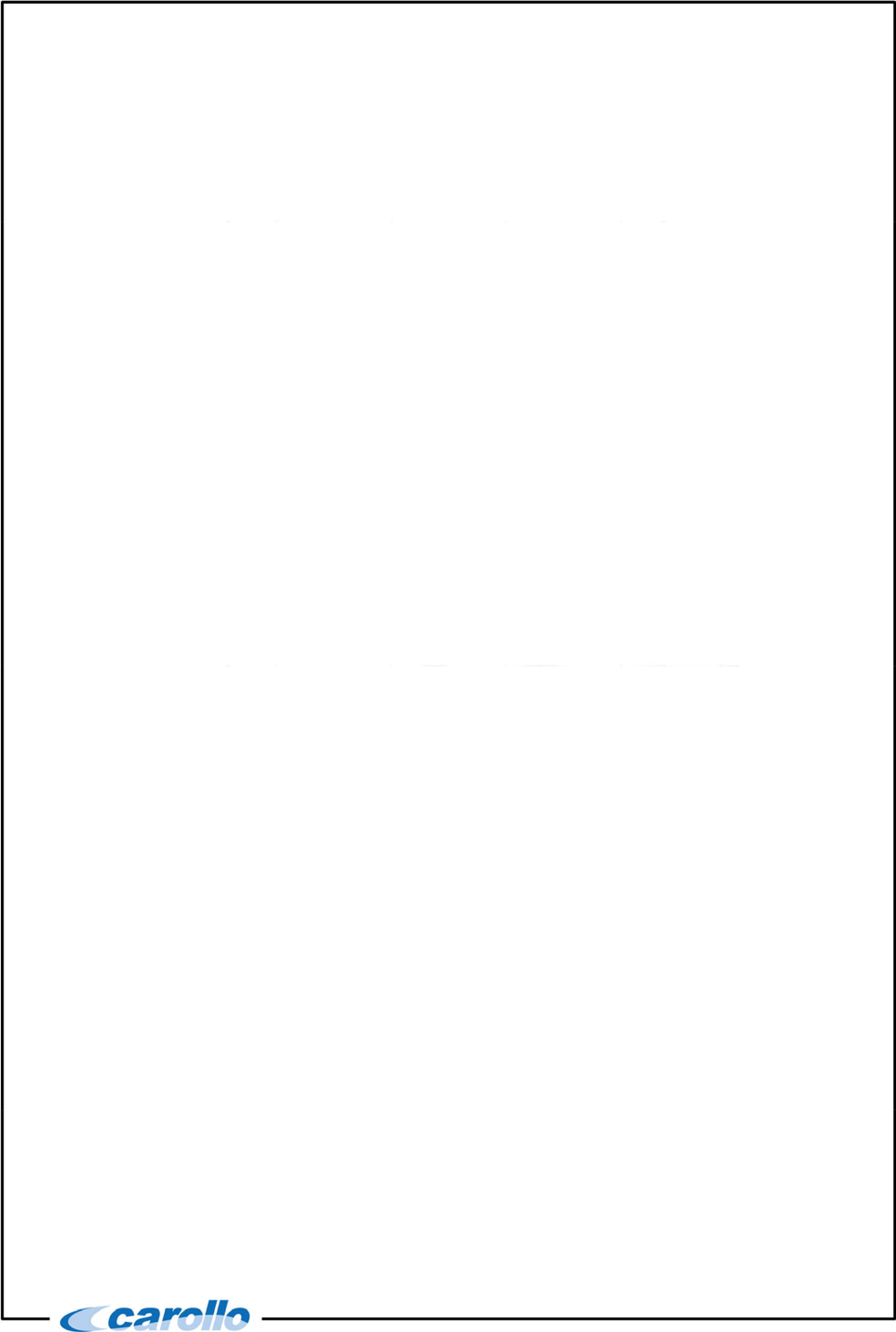 A blank white page with a blue logo in the bottom left corner, possibly representing a company or brand.