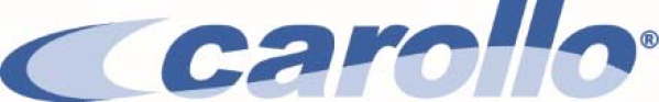 Logo of Carollo, featuring the name in blue with a wave design underneath.