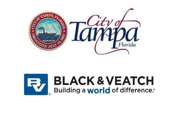 Logos of the City of Tampa, Florida and Black & Veatch, with a slogan about making a difference.