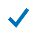 A blue check mark icon positioned at an angle against a white background.