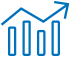 A stylized graph with an upward trend, consisting of blue lines and bars.