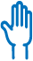 An outline of a hand raising in a gesture, possibly signaling or greeting.