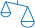 A simple outline of a balance scale, symbolizing fairness and equality.