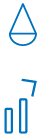 A blue water droplet icon above a cylindrical water container with a horizontal line.