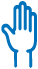Simple blue graphic of a hand symbolizing assistance or support.