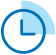 A stylized blue clock icon against a light blue background, indicating the passage of time.